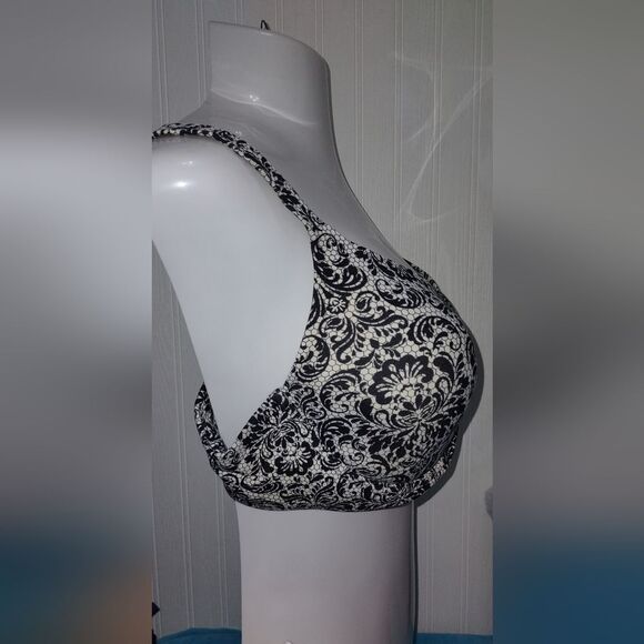 Excellent Condition Soma Black and Cream Lace Pattern Bra 44 DD Underwire - Picture 3 of 4